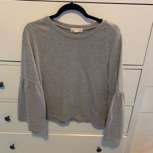 Gray Bell Sleeve Top